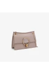 Charles Keith Metal Half Round Lady Chain Shoulder Bag Taupe